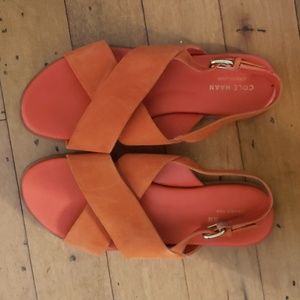 Cole Haan red suede sandals size 7